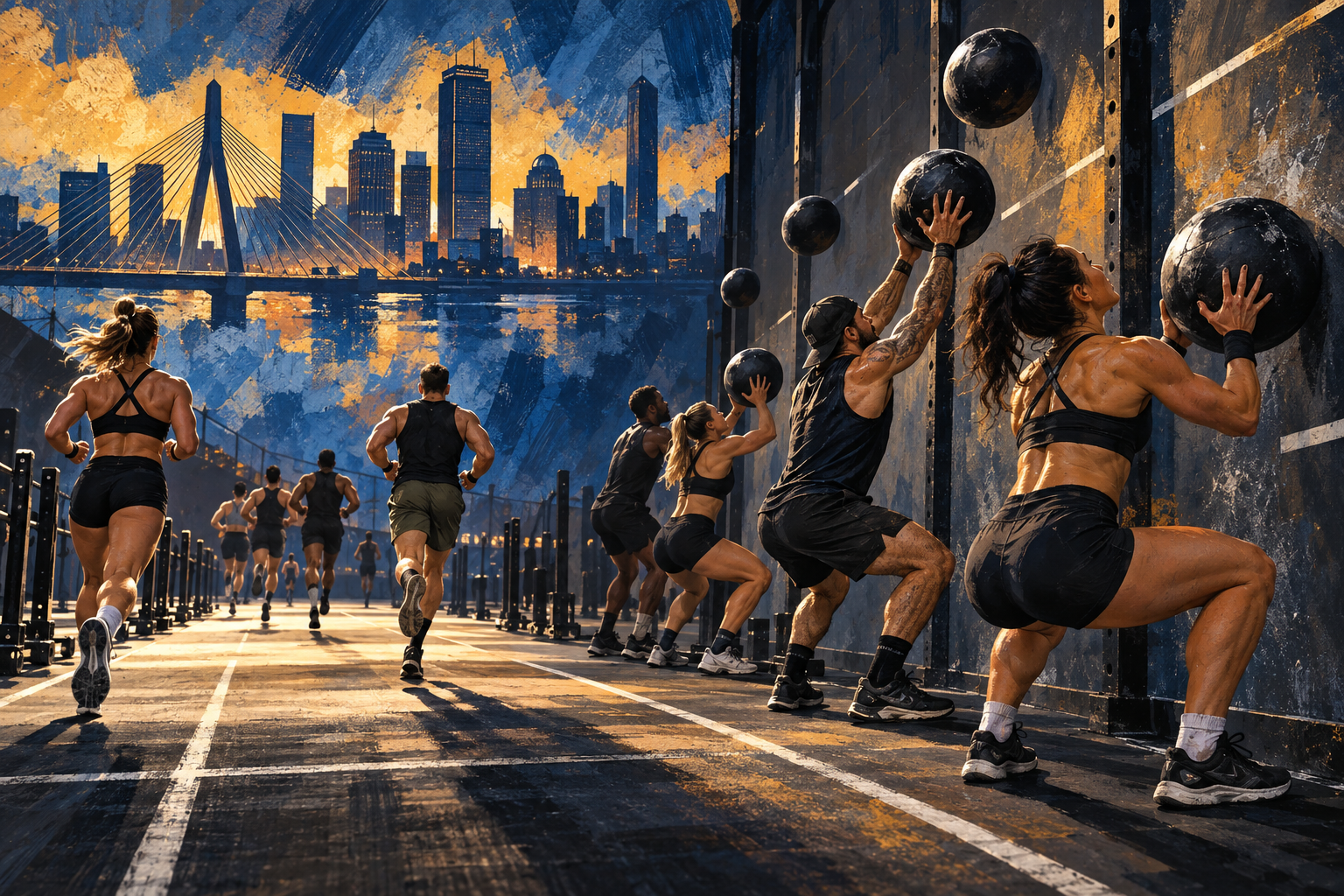 Editorial fitness race illustration inspired by Boston