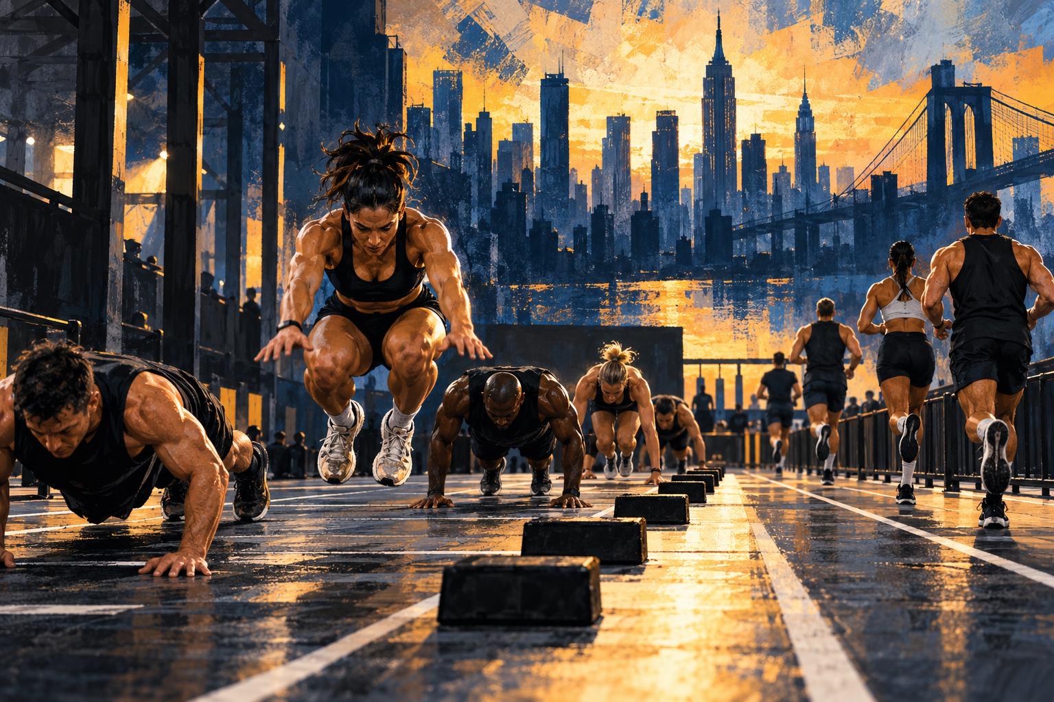 Editorial fitness race illustration inspired by New York
